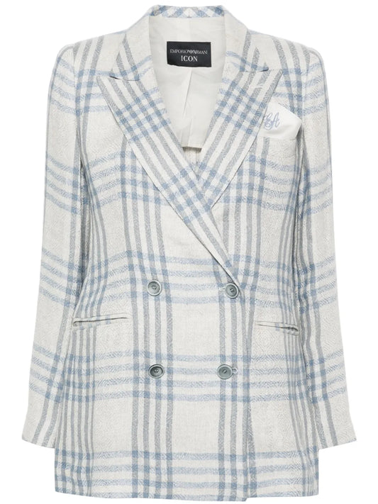 Double-Breasted Checked Blazer