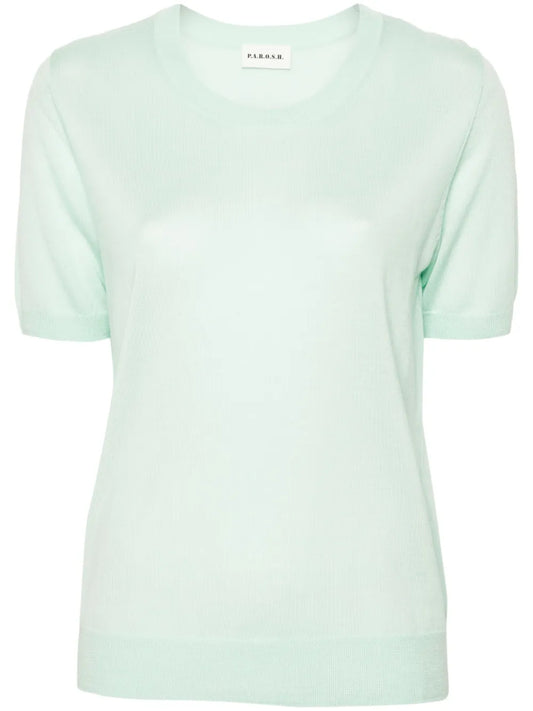 Linfa Short-Sleeve Fine-Knit Top