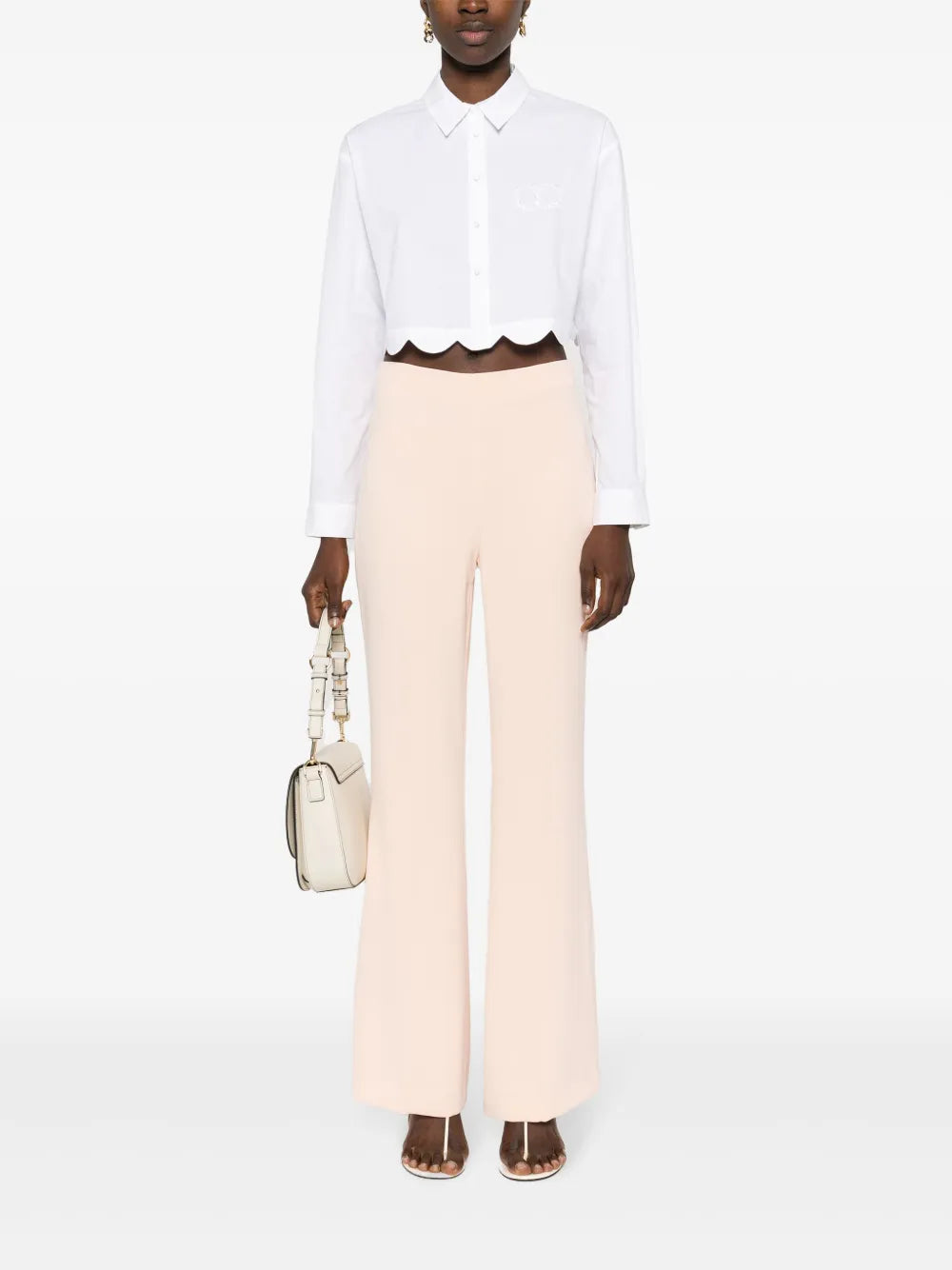 Logo-Embroidered Cropped Shirt