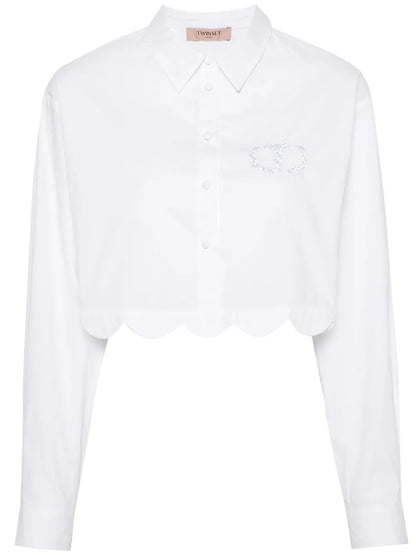 Logo-Embroidered Cropped Shirt