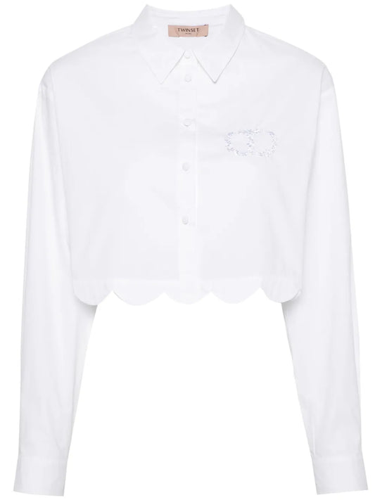 Logo-Embroidered Cropped Shirt