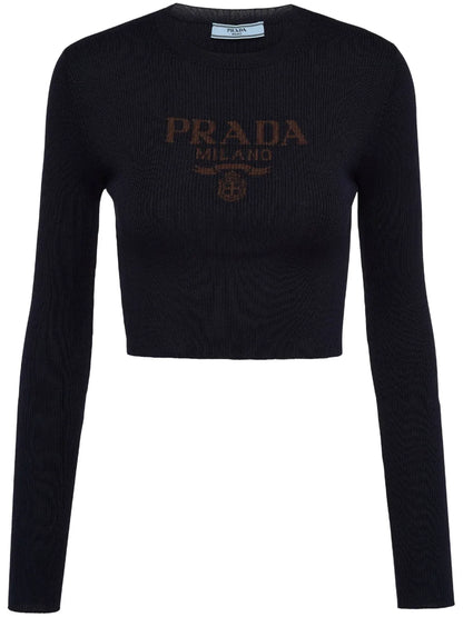 Intarsia-Knitted Logo Top