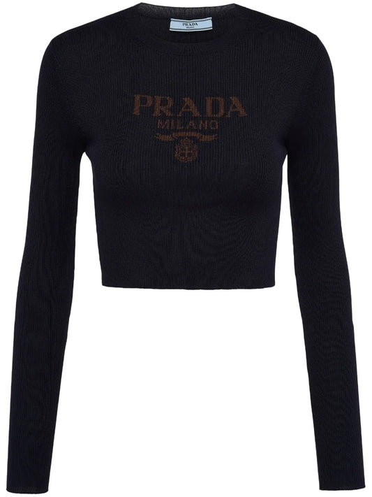 Intarsia-Knitted Logo Top