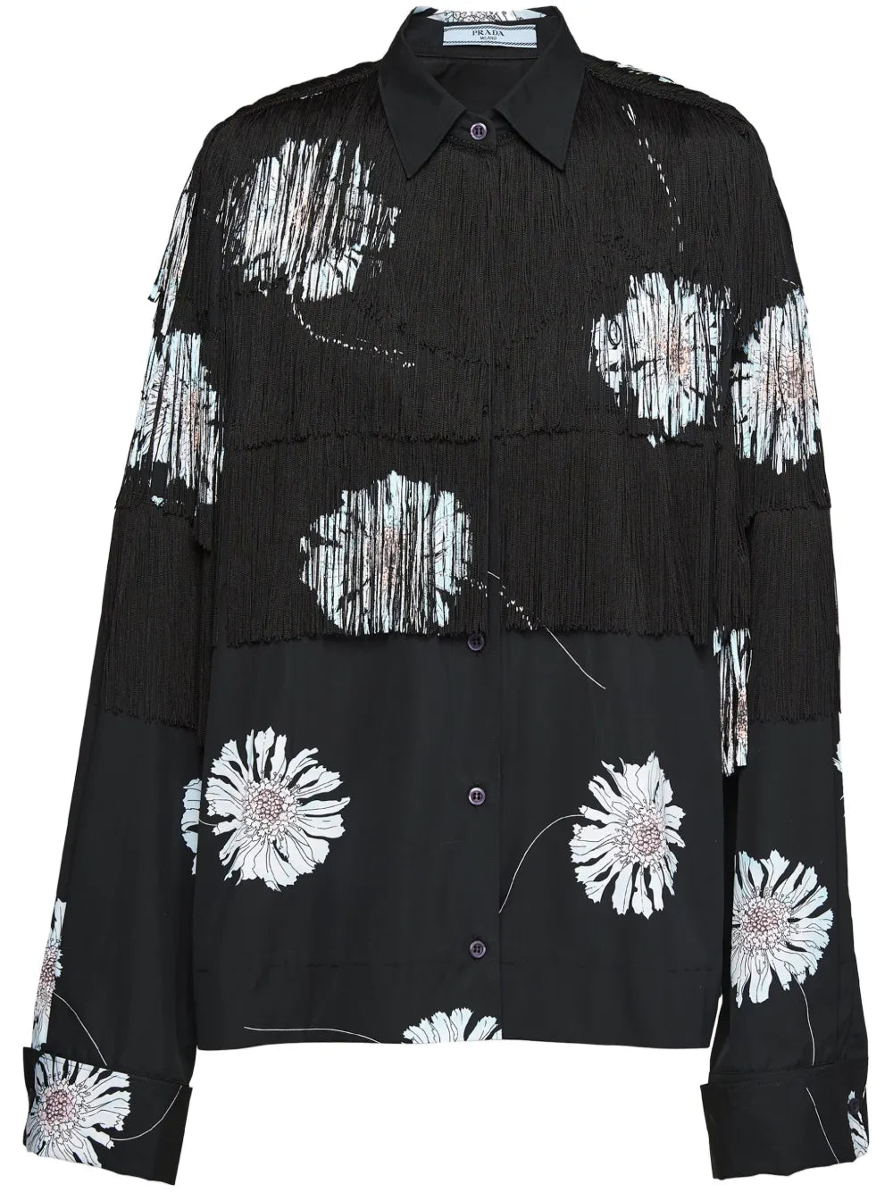 Floral-Print Fringed Shirt