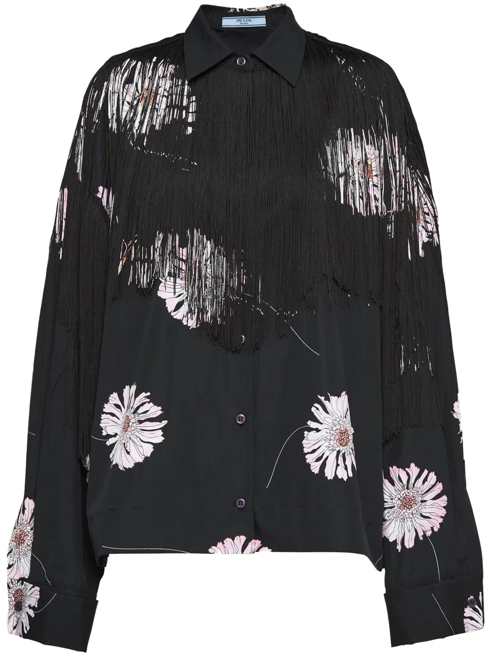 Floral-Print Fringed Shirt