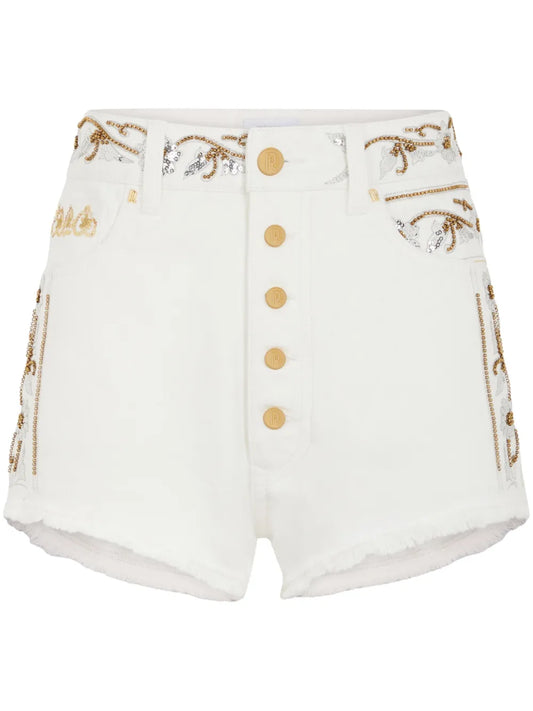 Embroidered Denim Shorts