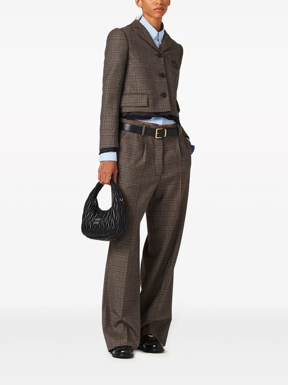 Check-Pattern Wool Trousers