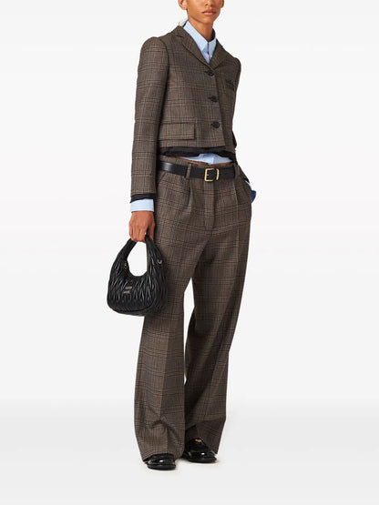 Check-Pattern Wool Trousers