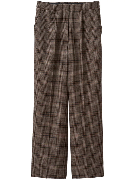 Check-Pattern Wool Trousers