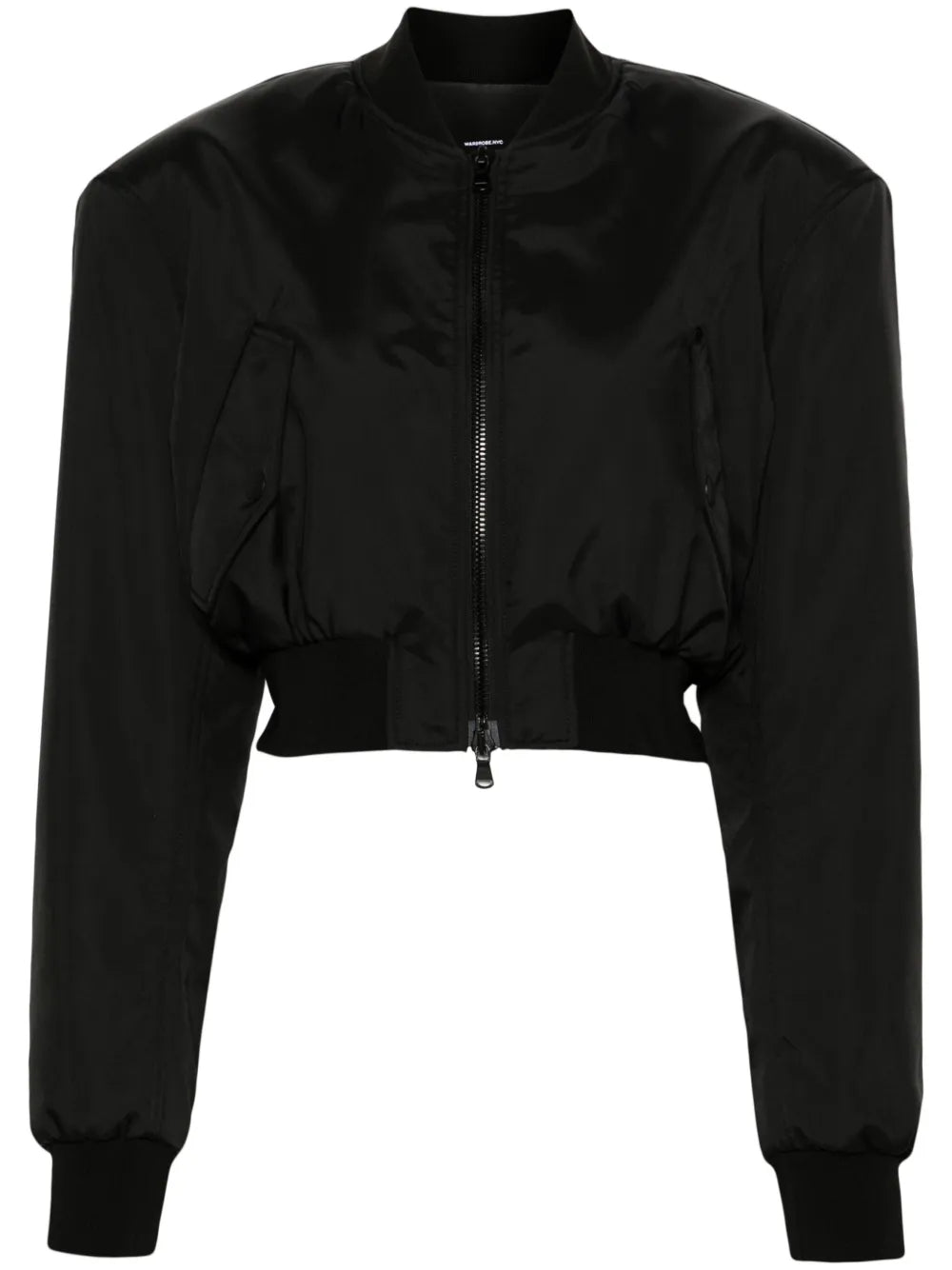 Zip-Up Cropped Bomber Jacket