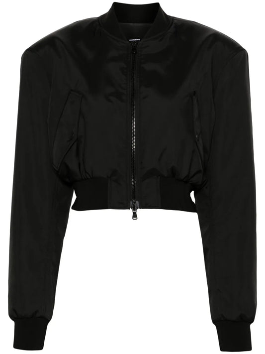 Zip-Up Cropped Bomber Jacket