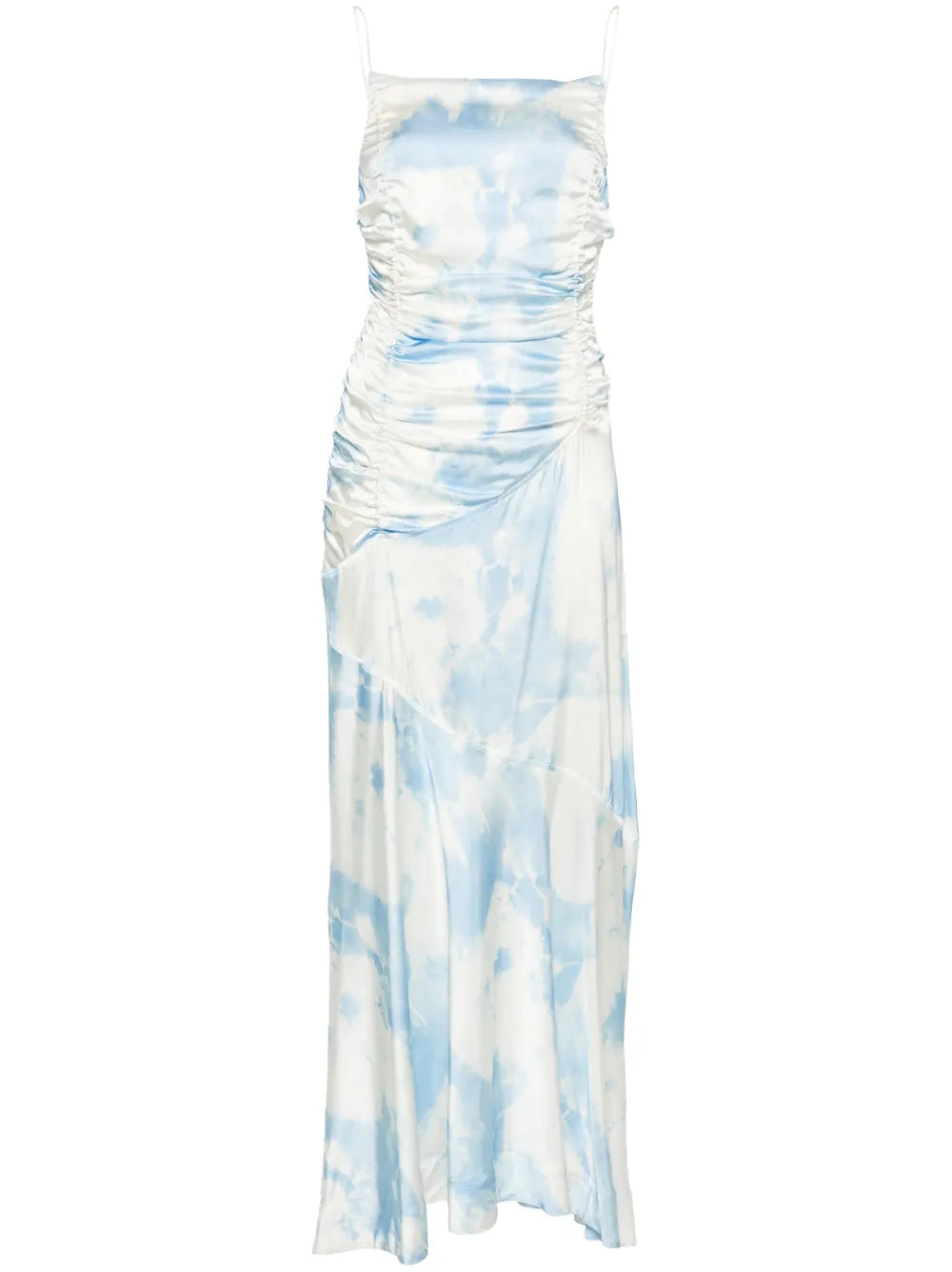 Cloud-Print Satin Maxi Dress