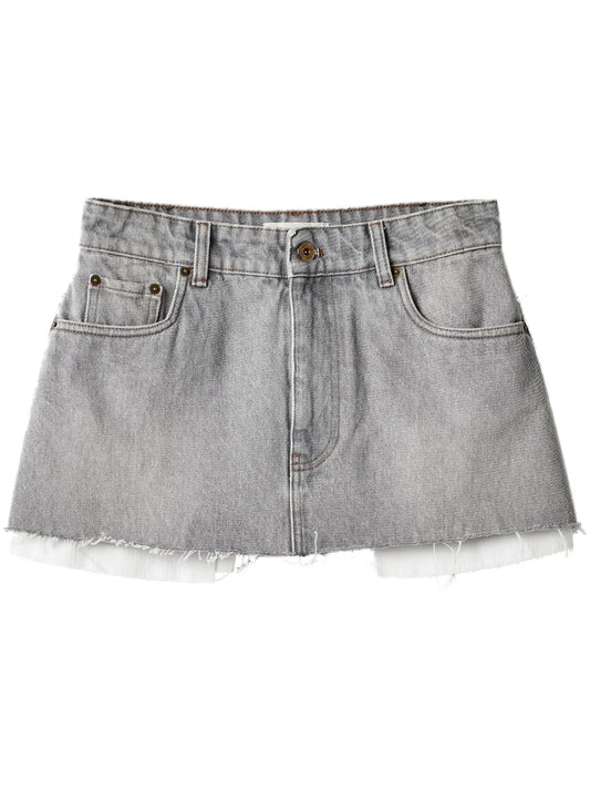 Logo-Embroidered Denim Miniskirt