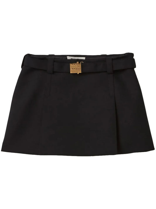 Logo-Plaque Wool Miniskirt