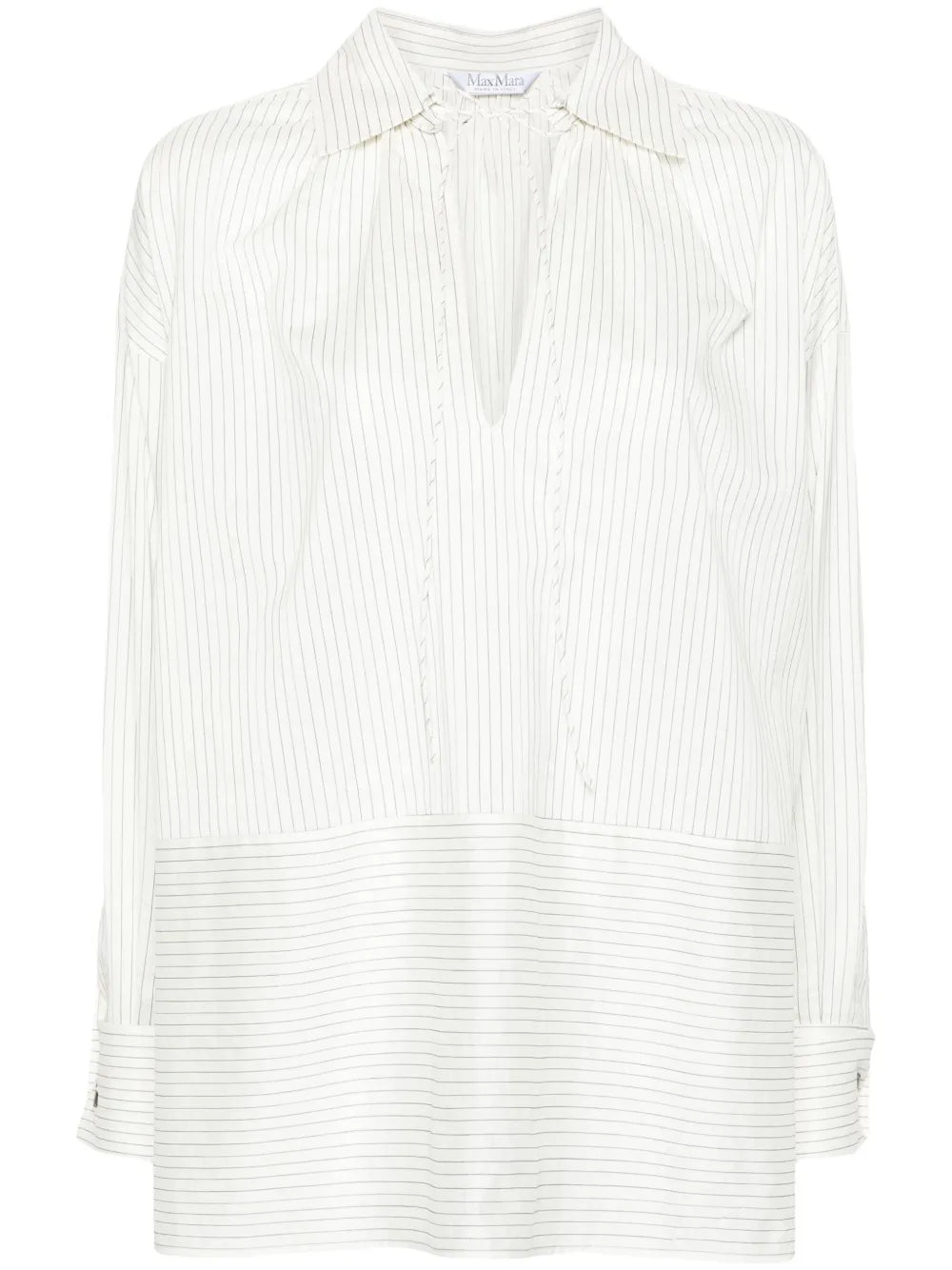 Pinstriped Spread-Collar Shirt