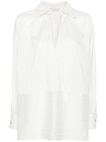 Pinstriped Spread-Collar Shirt