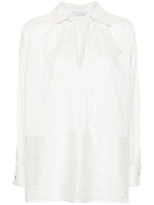 Pinstriped Spread-Collar Shirt