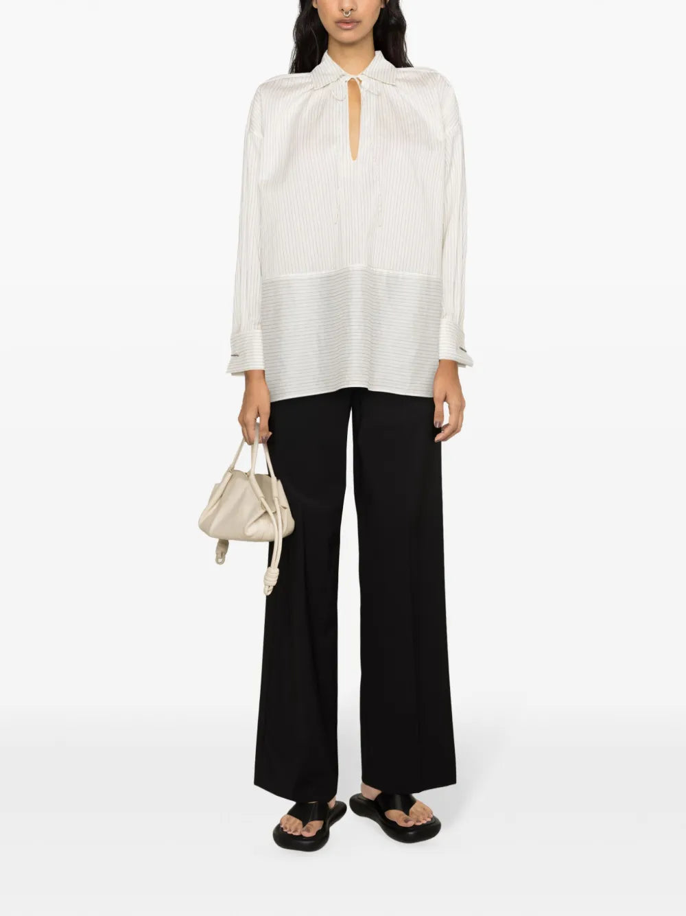 Pinstriped Spread-Collar Shirt