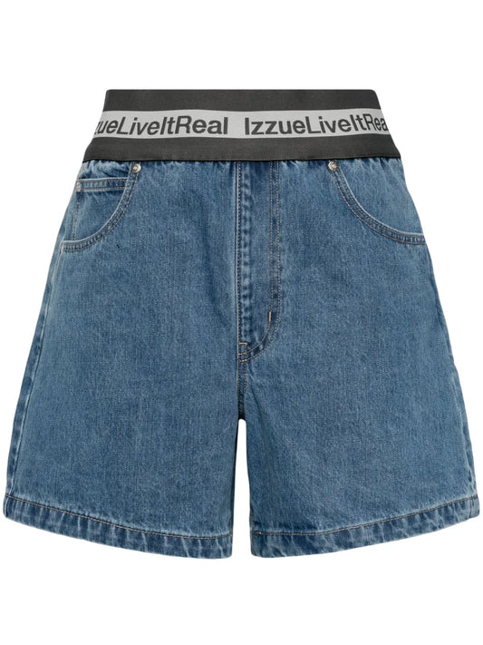 Logo-Waistband Denim Shorts