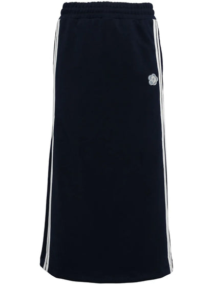 Floral-Appliqué Track Skirt