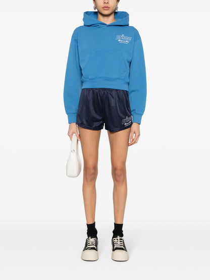 Logo-Printed Cropped Hoodie
