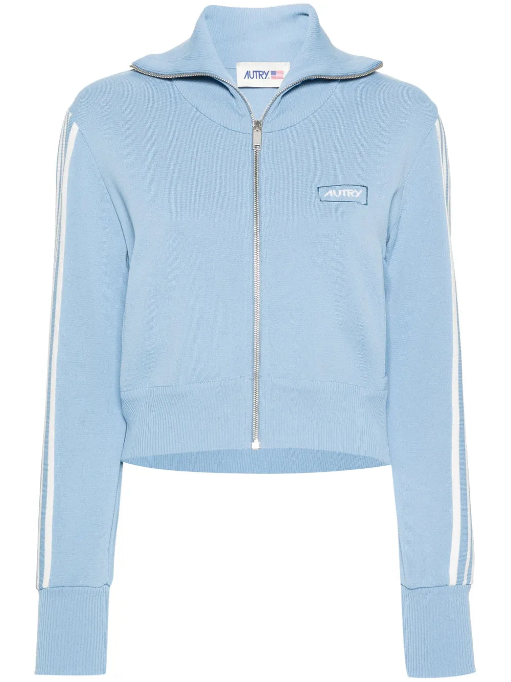 Intarsia-Logo Zip-Up Cardigan