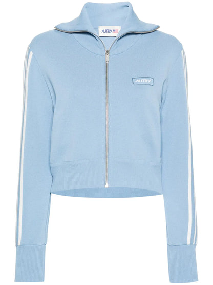 Intarsia-Logo Zip-Up Cardigan