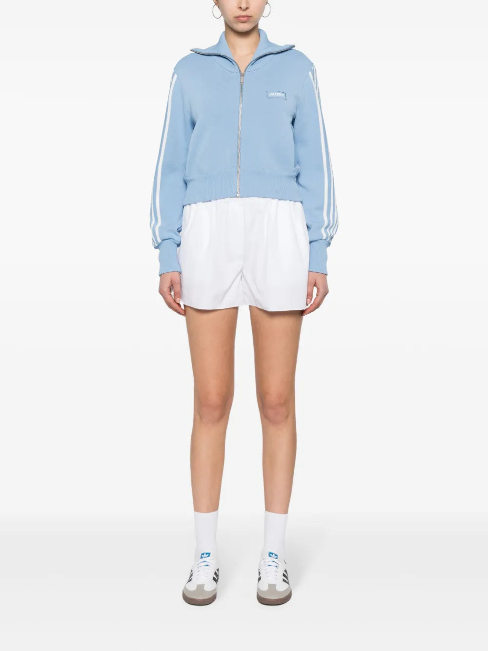 Intarsia-Logo Zip-Up Cardigan