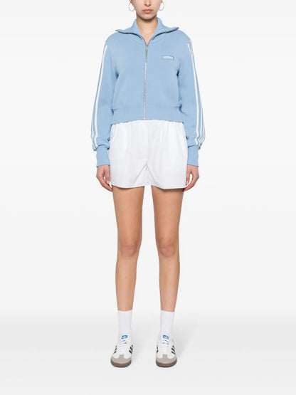 Intarsia-Logo Zip-Up Cardigan