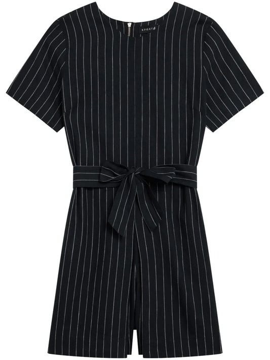 Pinstriped Belted Playsuit