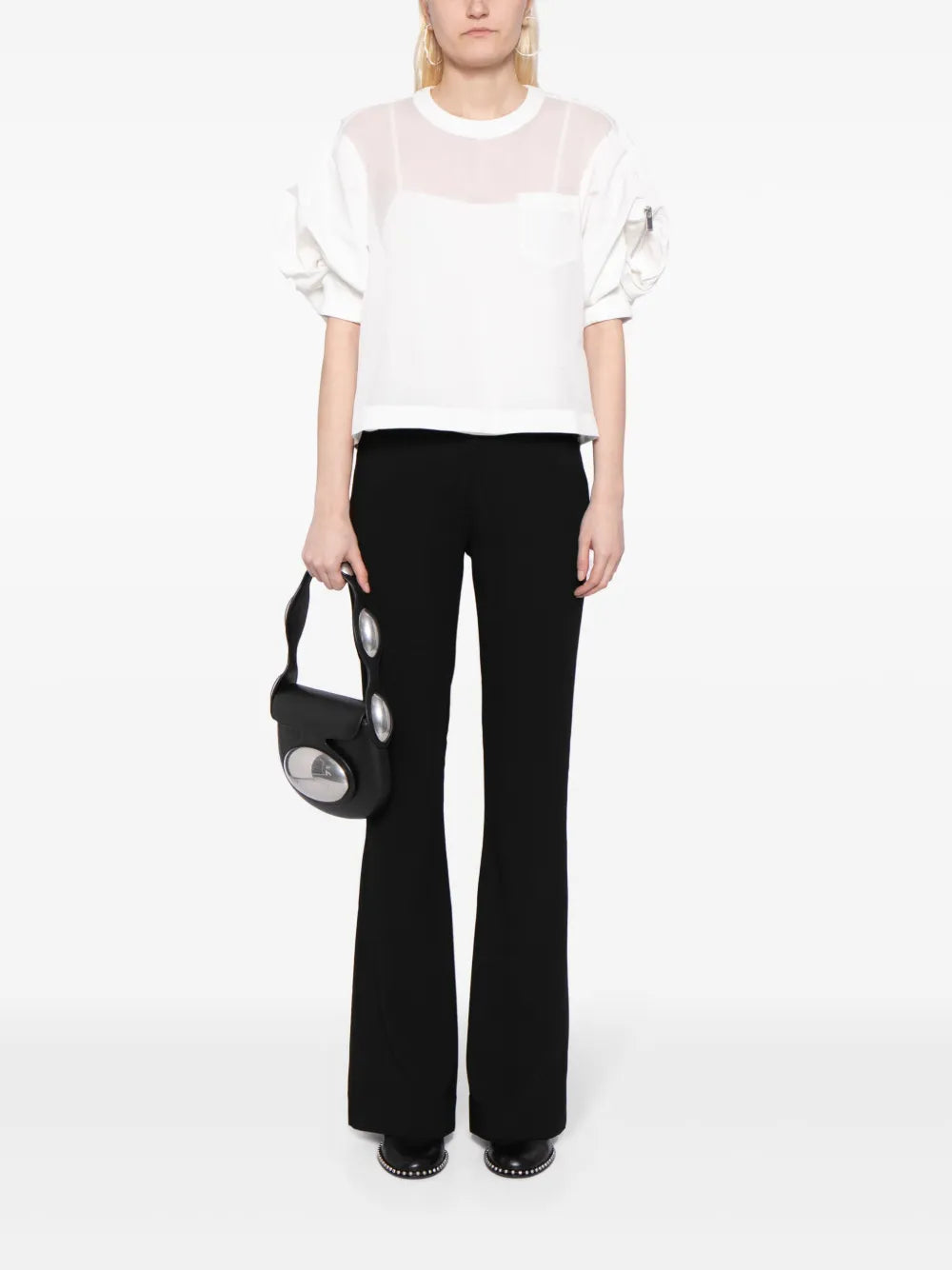 Puff-Sleeved Panelled Blouse