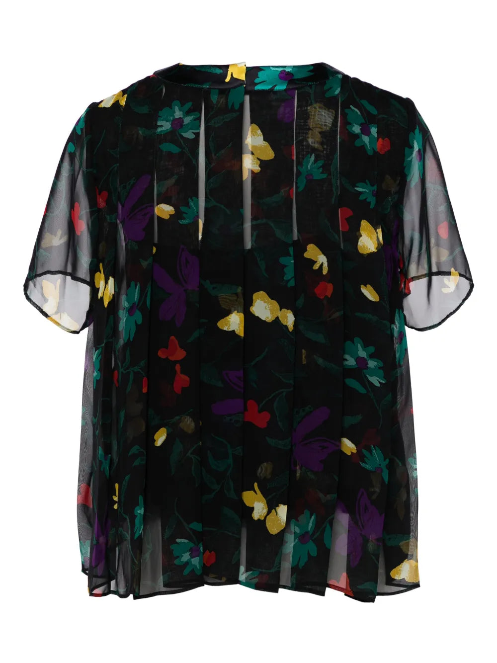 Floral-Print Sheer Top