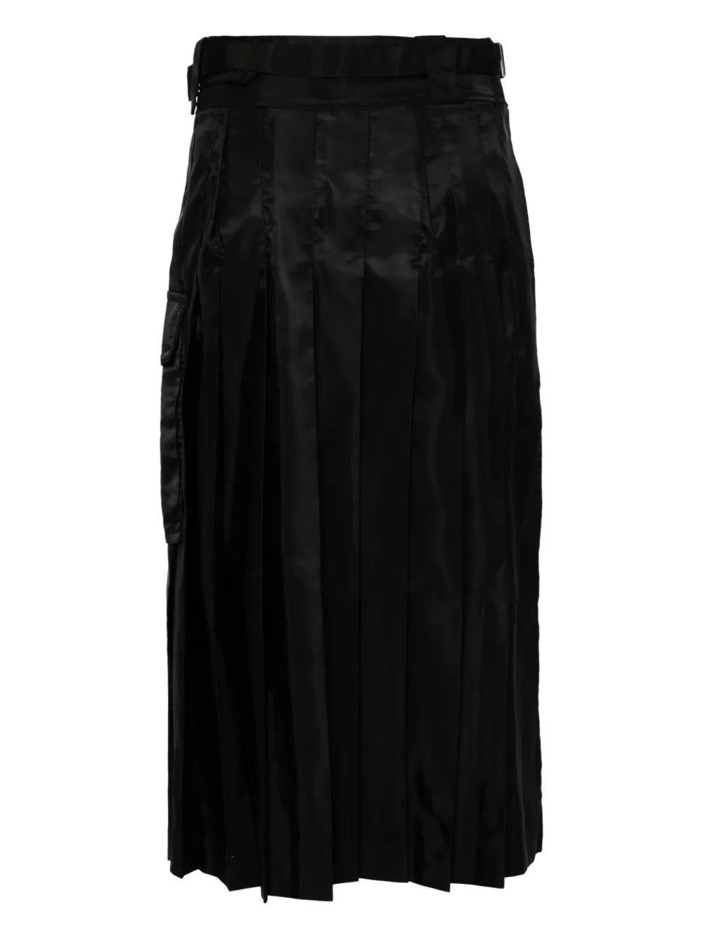 Pleated Twill Midi Skirt