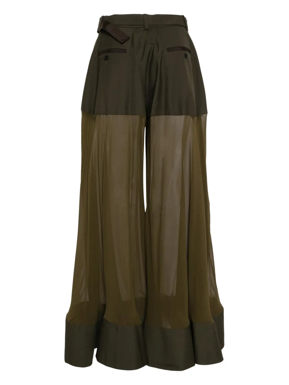 High-Waisted Belted Silk Trousers