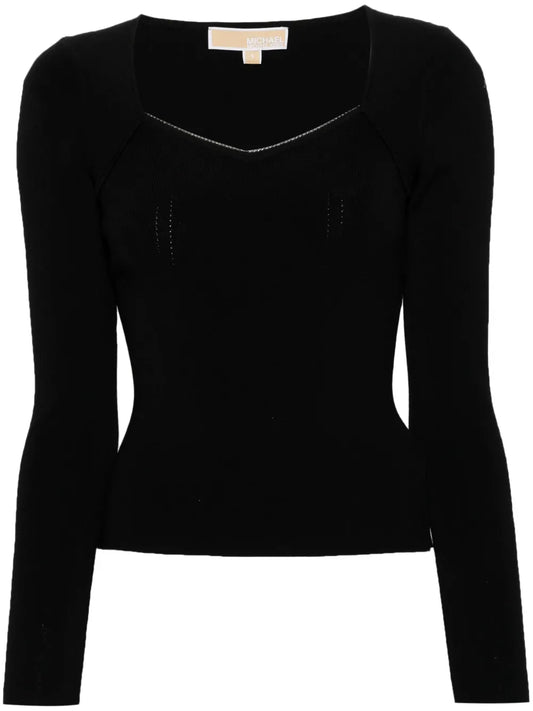 Rhinestoned Sweetheart-Neck Top