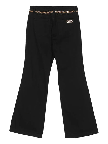 Chain-Belt Flared Cotton Jeans
