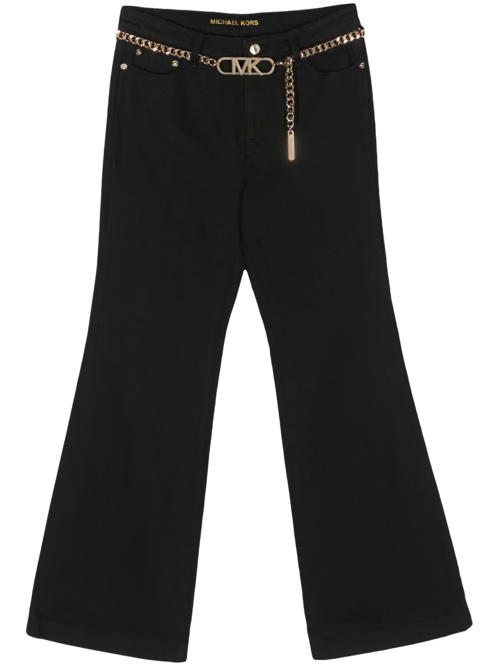 Chain-Belt Flared Cotton Jeans