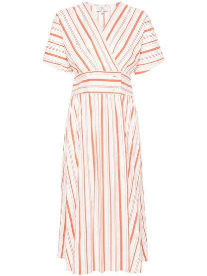 Striped Wrap Midi Dress