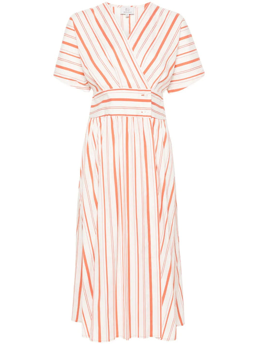Striped Wrap Midi Dress