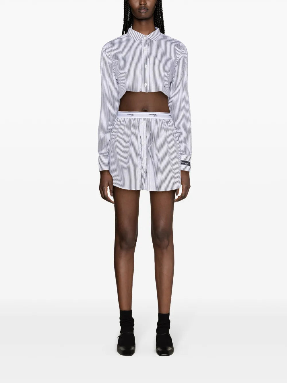 Embroidered-Logo Striped Shirt