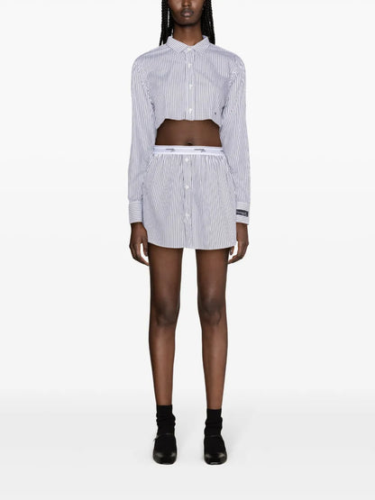 Embroidered-Logo Striped Shirt