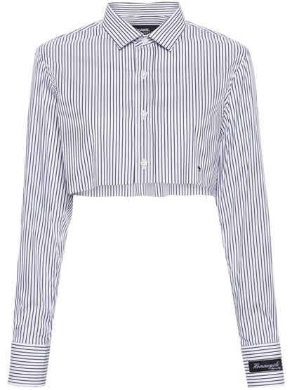 Embroidered-Logo Striped Shirt
