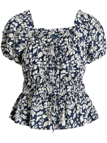 Prt 60/1 Cottn Ppln-Ss Aspn Tp-Short Sleeve-Blouse