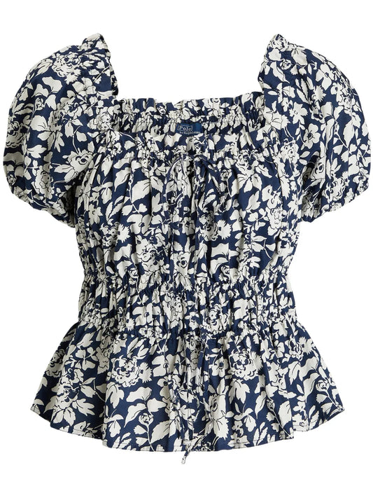 Prt 60/1 Cottn Ppln-Ss Aspn Tp-Short Sleeve-Blouse