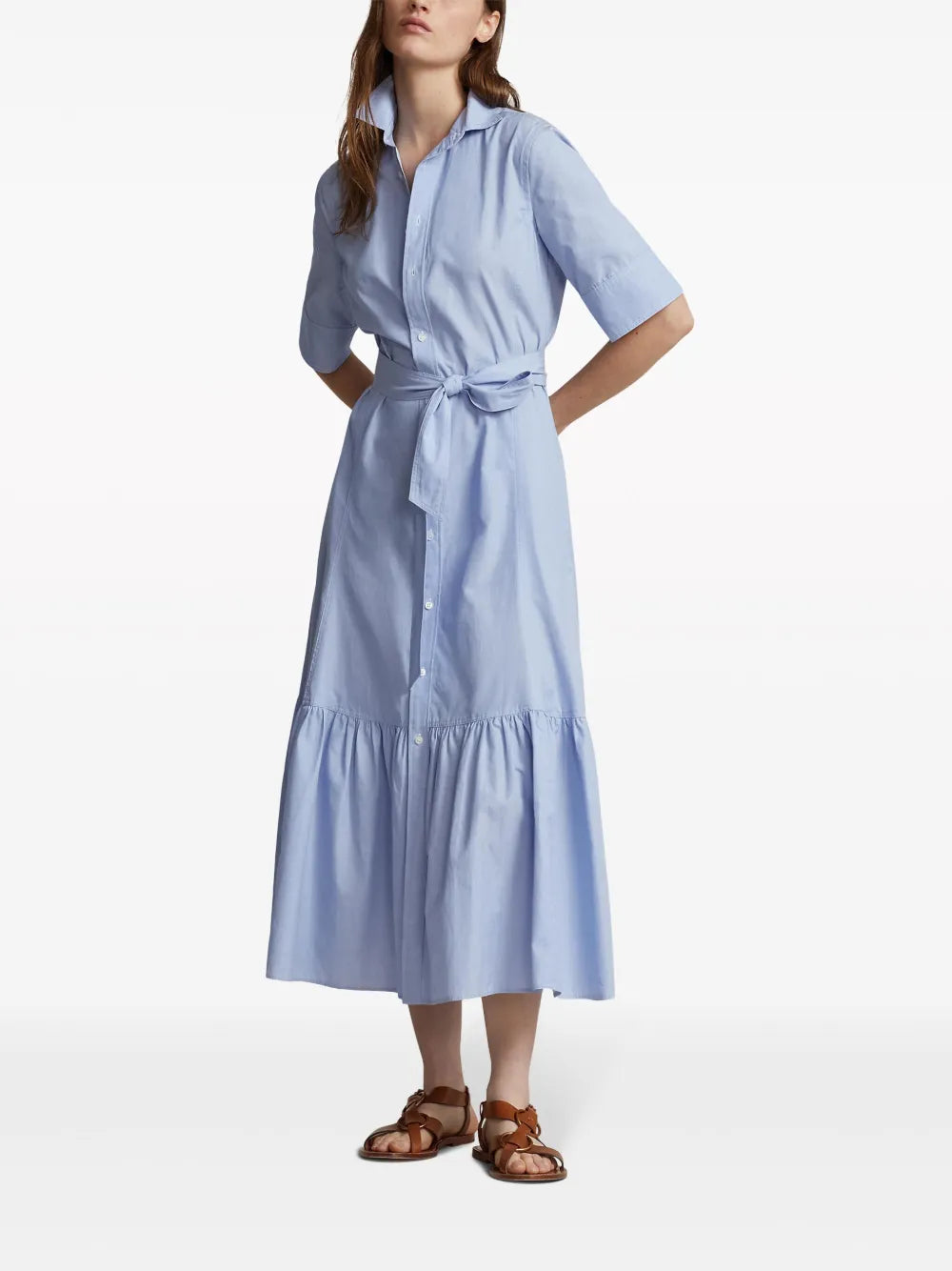 Short-Sleeve Cotton Shirt Dress