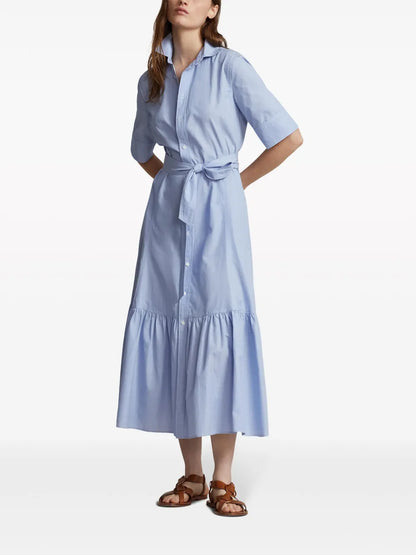 Short-Sleeve Cotton Shirt Dress