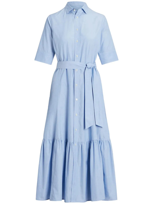 Short-Sleeve Cotton Shirt Dress