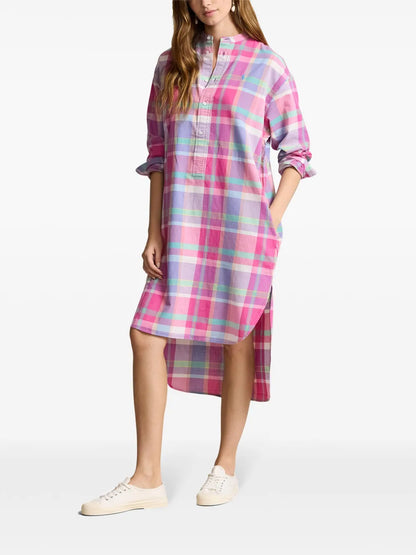 Check-Print Poplin Shirt Dress