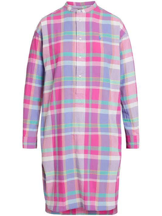 Check-Print Poplin Shirt Dress