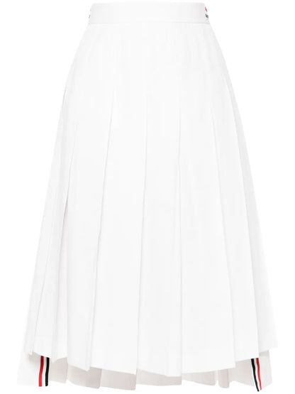 Pleated Cotton Midi Skirt